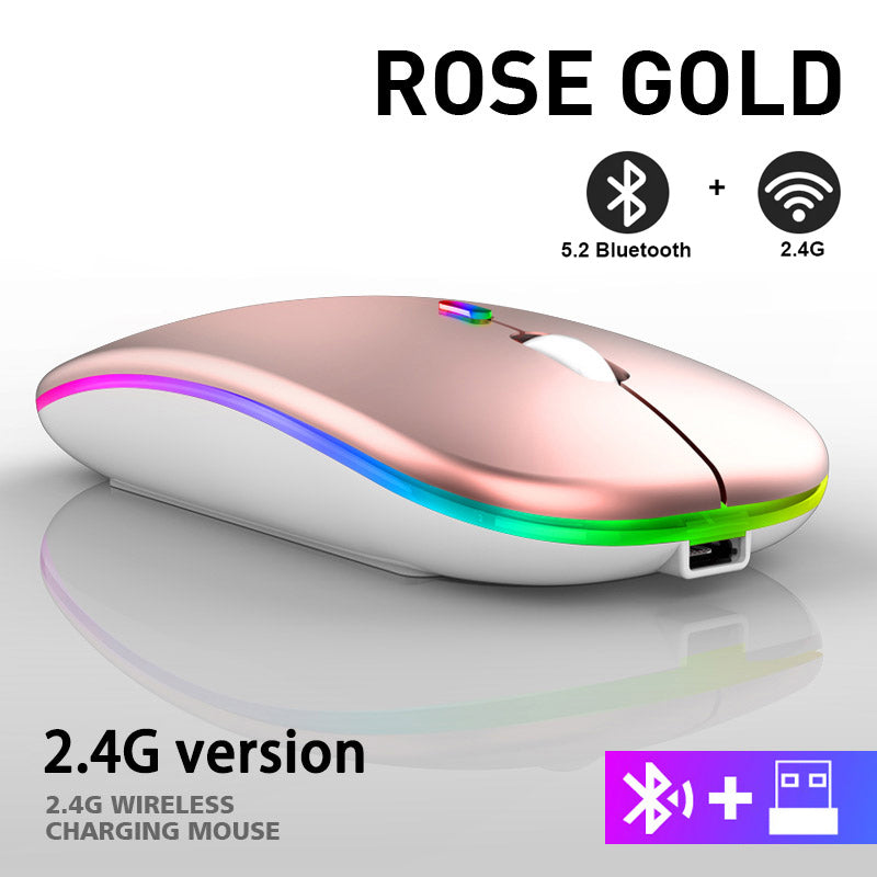 2.4G Wireless Mouse Rechargeable Bluetooth RGB