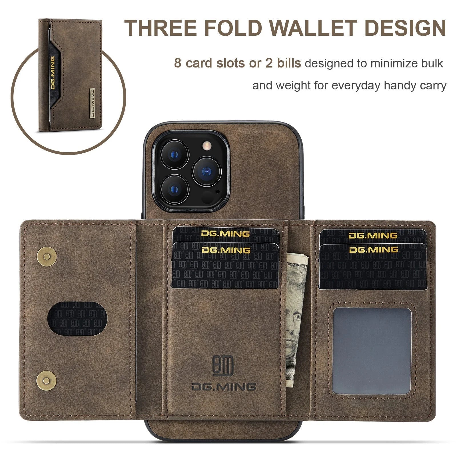 2 in 1 Detachable iPhone Leather Case Wallet and Card Holder